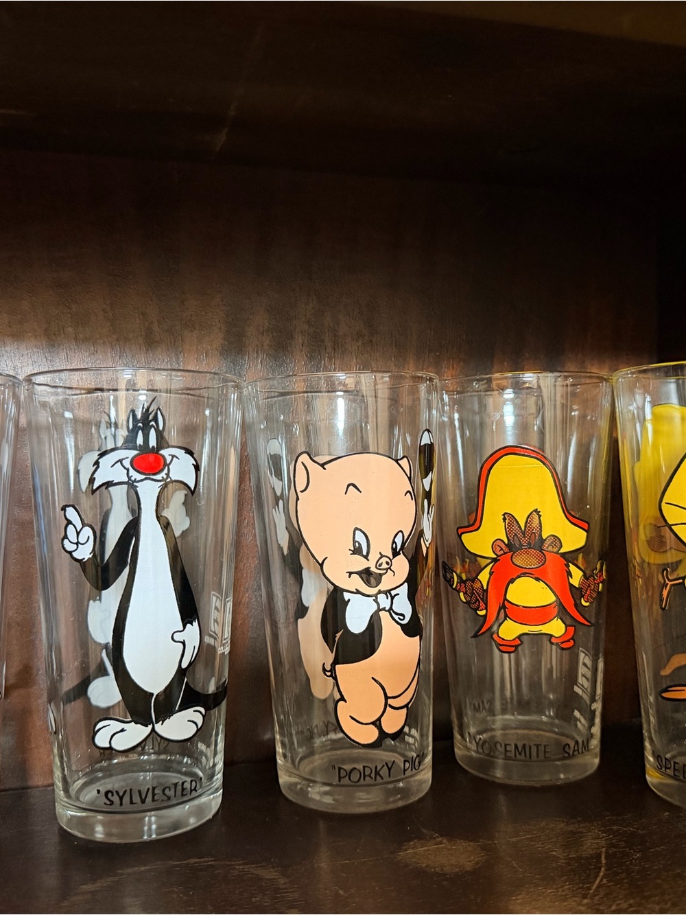 Porky Pig Printed Clear Glass - Pink Artwork
